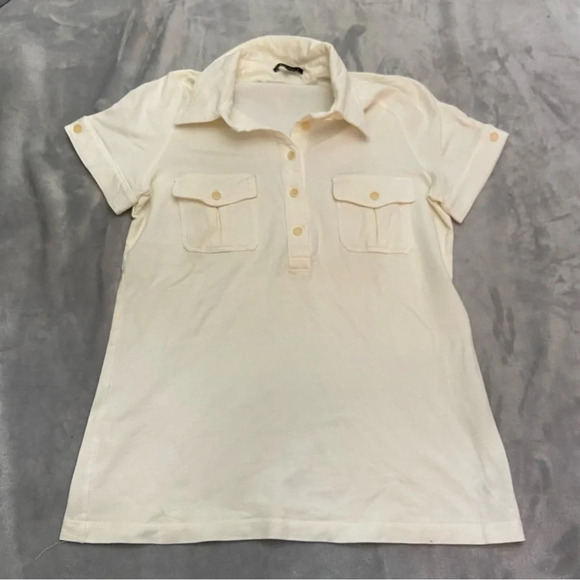 Theory Cream Short Sleeve Polo Shirt  21270 - Picture 1 of 9